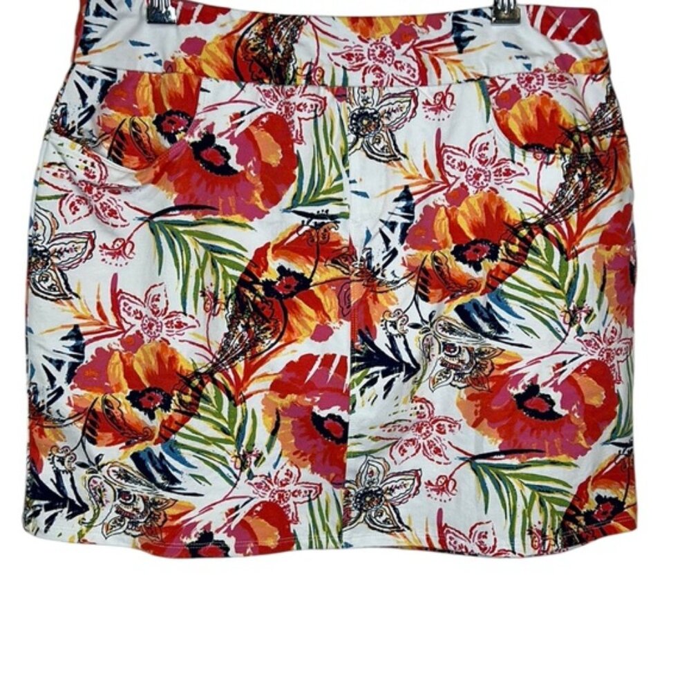 Soft Surroundings Floral Skort Women's Large Bright Colorful 2CQ32 Summer